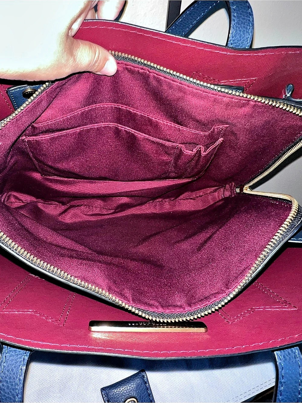 Marc Jacobs The Editor Leather Tote in Dark Teal & Red - Picture 8 of 13